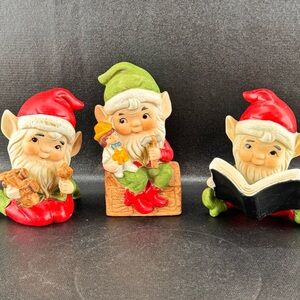 Vintage HOMCO Ceramic Christmas Elves Santa’s Helpers Figurines